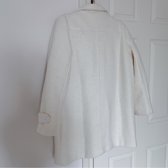 Korean Outerwear Mid Length White Cream Beige Jacket Coat - Picture 3 of 4